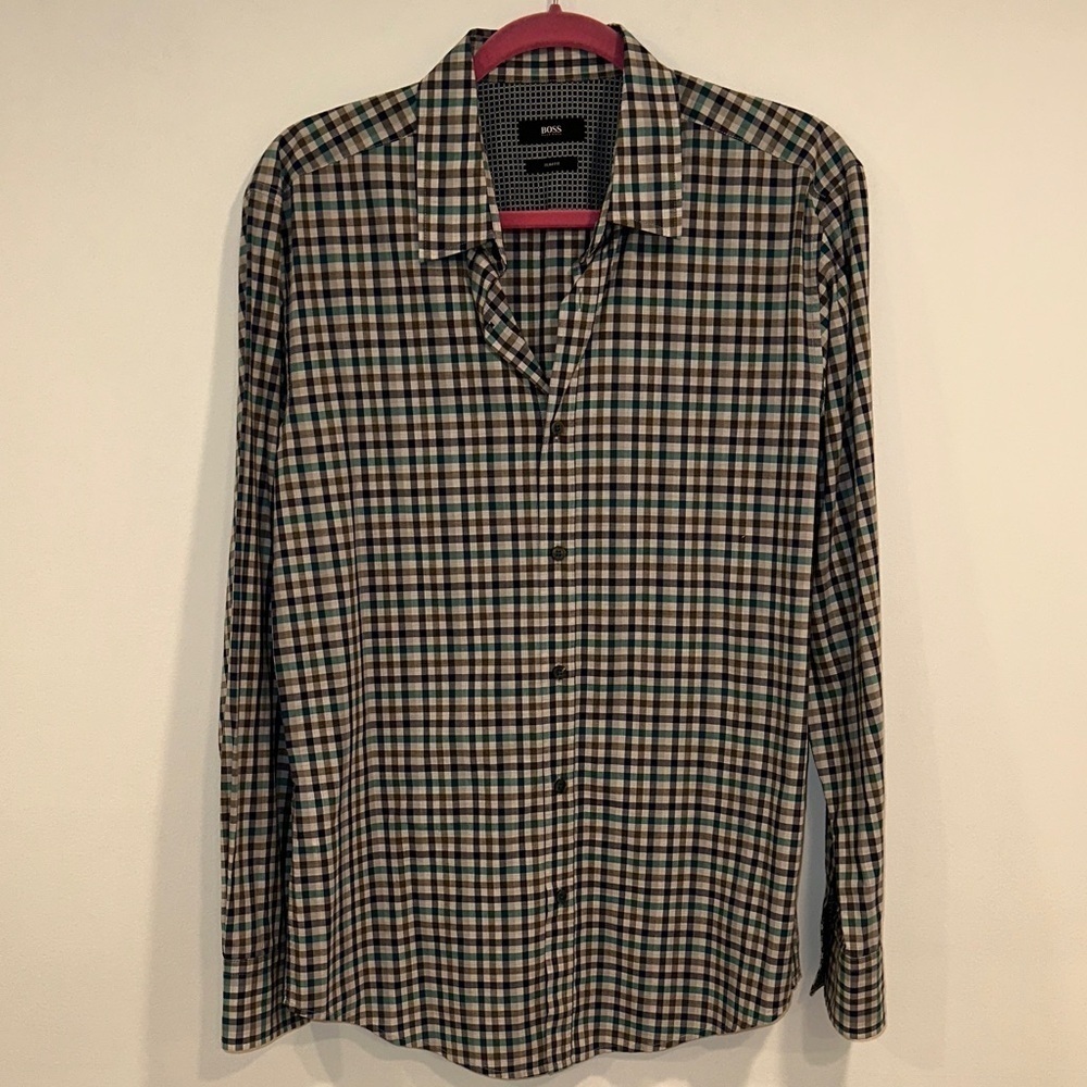 Hugo Boss Men's Checkered Button Down Shirt - Multicolor